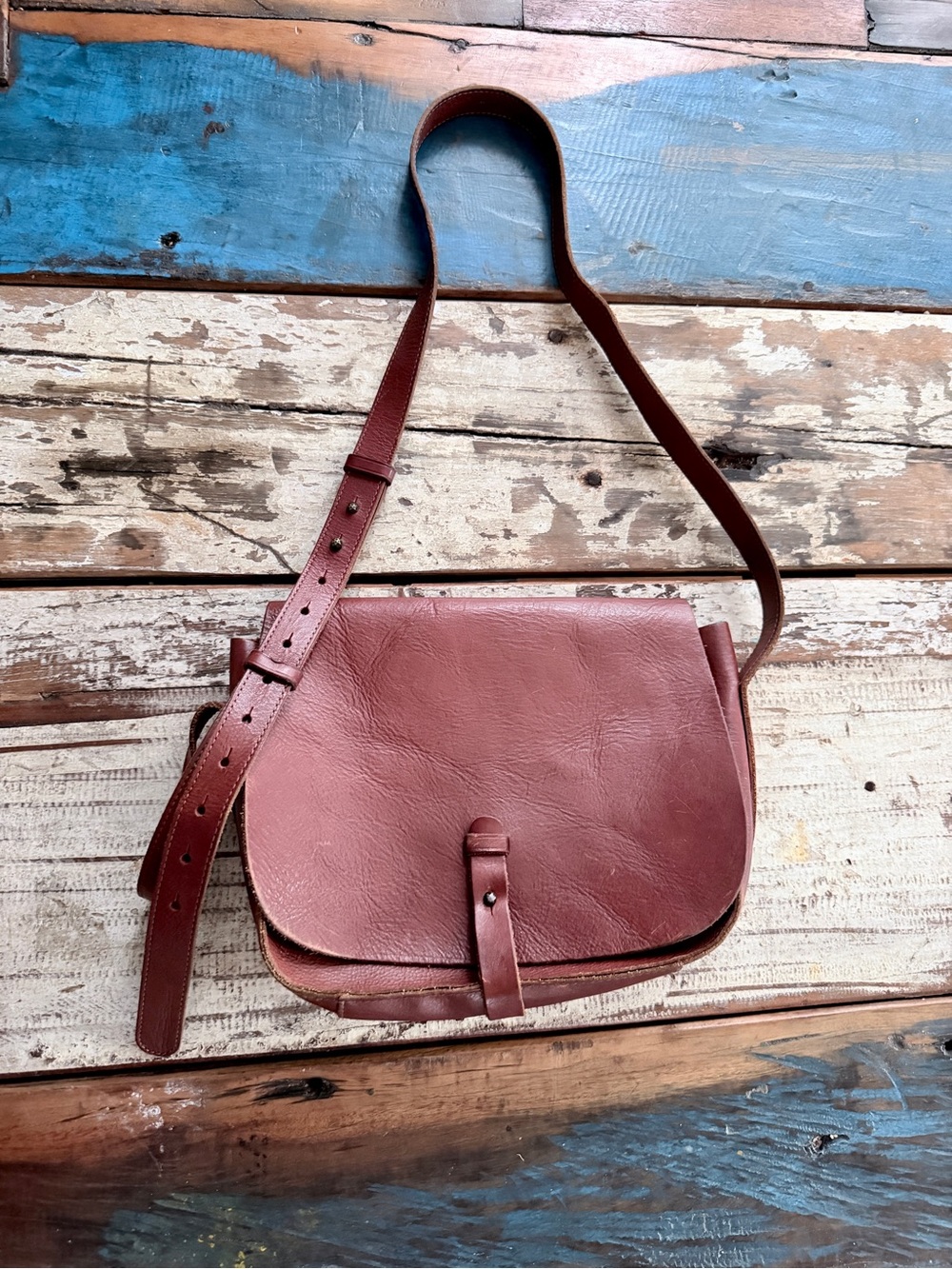 Lucky Brand Brown Leather Saddle Bag Crossbody Boho Purse - Picture 5 of 9